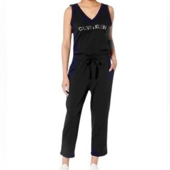 Calvin Klein Black Jump Pant Suit w/ Drawstring Sleeveless - Picture 7 of 7